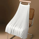 Classical Pleated High Waist Midi Skirt for Women Summer Autumn New Style Slimming Versatile Polyester Fiber A- Line Skirt