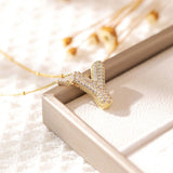 Classics Zircon Inlay Pendant Necklace Gold Colour Women