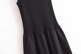 MUJER Black Pleated Long Dresses for Women Knitted Sleeveless Maxi Dress Woman Vintage Party Womens Dresses Spring Casual Dress