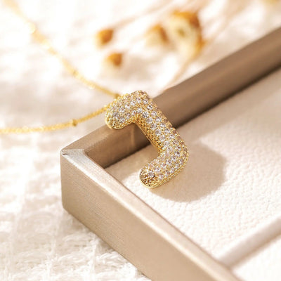 Classics Zircon Inlay Pendant Necklace Gold Colour Women