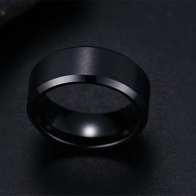 Charm Stainless Steel Black Ring Wedding Band Men Women Matte Jewelry