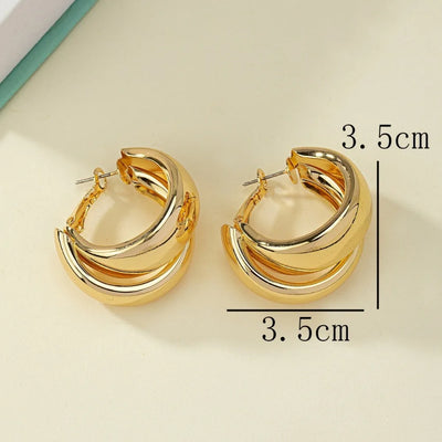 Personality Fashion Double Layer Circle Hoop Earrings Women Gold Colour