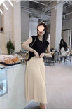 Classical Pleated High Waist Midi Skirt for Women Summer Autumn New Style Slimming Versatile Polyester Fiber A- Line Skirt