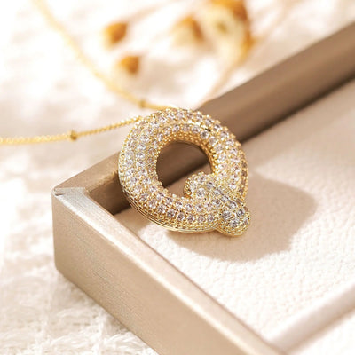 Classics Zircon Inlay Pendant Necklace Gold Colour Women