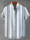 Men's New Striped Linen Short Sleeve Shirt for Summer Refreshing and Comfortable Fabric High Quality Button Top