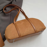 Faux Suede Small Top Handle Handbag Retro Winter Autumn Underarm Bag Small Handbag for Women Travel Shopping Daily Work