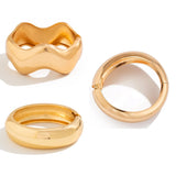 Ingemark 3 Styles Punk Hip Hop Smooth Heavy Metal Spring Bangles for Women Fashion Statement Gold Color Bracelets Men Jewelry
