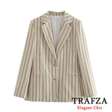 Lady Commute Or High Street Striped Blazer Women's Single-breasted Slim Blazer 2025 Spring Fashion Simple Modern Blazer