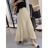 Classical Pleated High Waist Midi Skirt for Women Summer Autumn New Style Slimming Versatile Polyester Fiber A- Line Skirt
