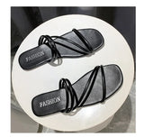 2025 New Roman Style Women's Summer Slippers Korean Fashion Open-Toe Sandals Casual Flat Outdoor Beach Shoes Non-Slip Slippers