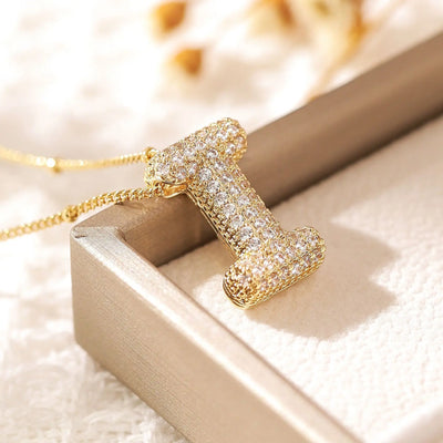 Classics Zircon Inlay Pendant Necklace Gold Colour Women