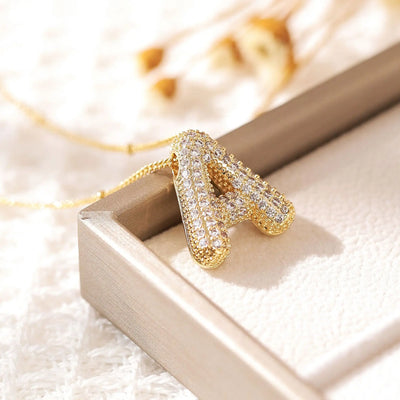 Classics Zircon Inlay Pendant Necklace Gold Colour Women