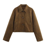 Women Pilots Jacket-Pull-Down Collar, Long Sleeves, Hidden Pockets, Ideal for Autumn&Winter Chic Looks