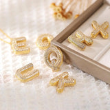 Classics Zircon Inlay Pendant Necklace Gold Colour Women