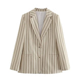 Lady Commute Or High Street Striped Blazer Women's Single-breasted Slim Blazer 2025 Spring Fashion Simple Modern Blazer