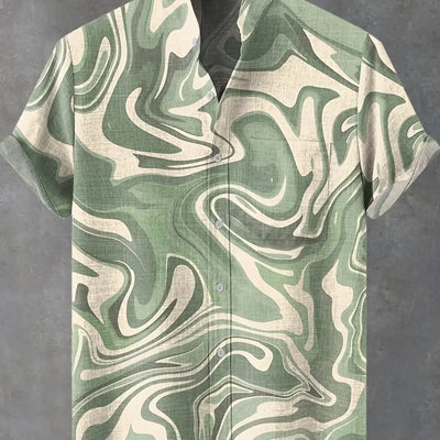 Men's New Striped Linen Short Sleeve Shirt for Summer Refreshing and Comfortable Fabric High Quality Button Top