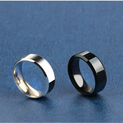 Charm Stainless Steel Black Ring Wedding Band Men Women Matte Jewelry
