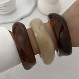 Boho Brown Irregular Acrylic Resin Chunky Bangles for Women