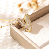 Classics Zircon Inlay Pendant Necklace Gold Colour Women