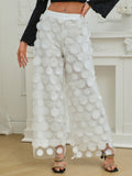 Women’s High-Waist Straight Trousers with Round Cut-Out and Tassel Detail – Elegant Statement Pants