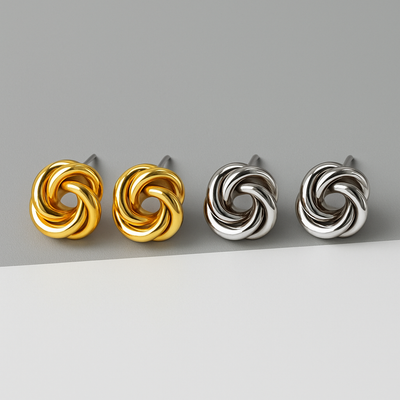 Stud Earrings Rock Metal Knot Twist Flower Punk Jewelry