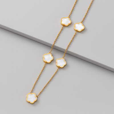 Hot Selling Stainless Steel Pendant Necklace With Five Leaf Flower