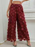 Women’s High-Waist Straight Trousers with Round Cut-Out and Tassel Detail – Elegant Statement Pants