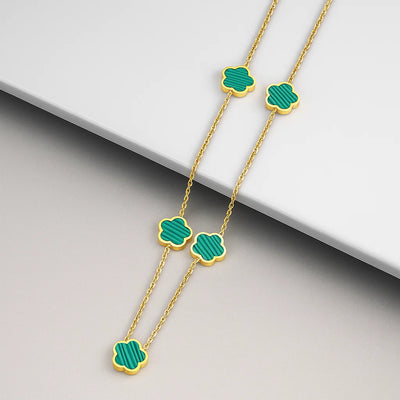 Hot Selling Stainless Steel Pendant Necklace With Five Leaf Flower