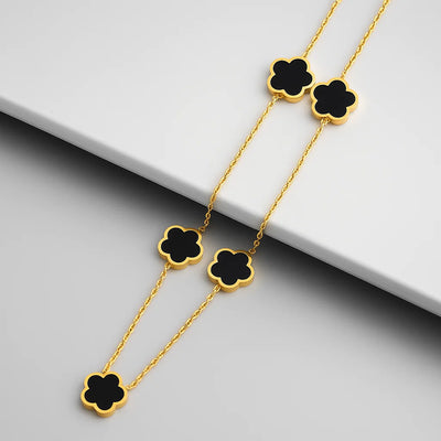 Hot Selling Stainless Steel Pendant Necklace With Five Leaf Flower