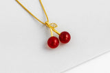 Little Wine Red Cherry Pendant Necklace Women Fashion