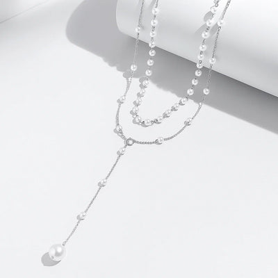 ZAKOL Imitation Pearl Double Layered Choker Necklace Women's