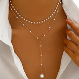 ZAKOL Imitation Pearl Double Layered Choker Necklace Women's