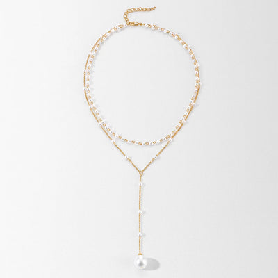 ZAKOL Imitation Pearl Double Layered Choker Necklace Women's