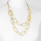 Stainless Steel Circle Link Double Layer Chain Golden Necklace