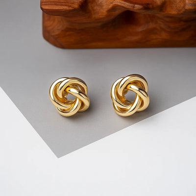 Stud Earrings Rock Metal Knot Twist Flower Punk Jewelry