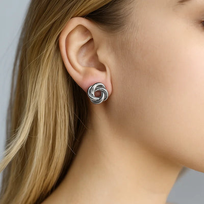 Stud Earrings Rock Metal Knot Twist Flower Punk Jewelry