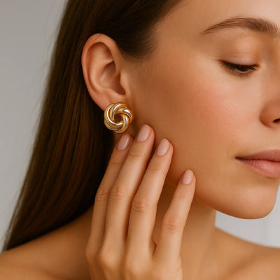 Stud Earrings Rock Metal Knot Twist Flower Punk Jewelry
