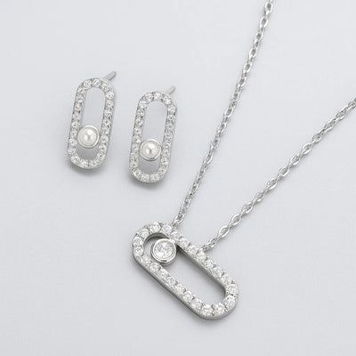 Luxurious Exquisite Cubic Zirconia Earring Necklace Set