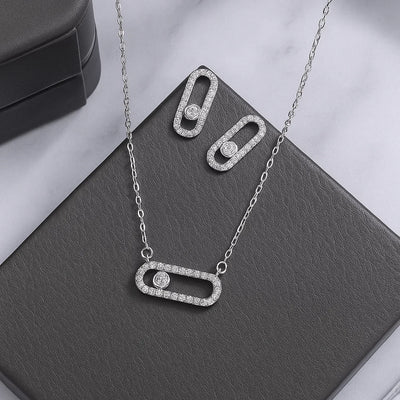 Luxurious Exquisite Cubic Zirconia Earring Necklace Set