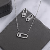 Luxurious Exquisite Cubic Zirconia Earring Necklace Set