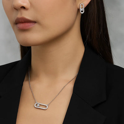 Luxurious Exquisite Cubic Zirconia Earring Necklace Set
