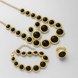5pcs Metal Sphere Necklace Resin Cord Bracelet Women Elegant Ring Earring Post Party Accessory Vacation Gifts