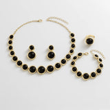 5pcs Metal Sphere Necklace Resin Cord Bracelet Women Elegant Ring Earring Post Party Accessory Vacation Gifts