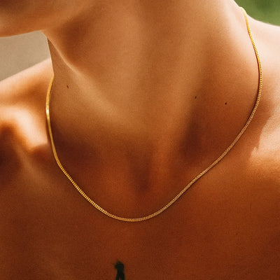 1.2mm Simple Stainless Steel Box Chain Necklace Gold Colour Men Women Jewelry Trend Accessories