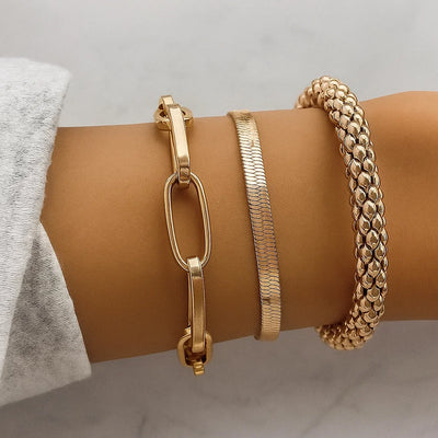 Vintage Layered Snake Bone Chain Bracelet