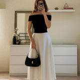 Black Satin Skirt Woman High Waist Elegant Long Skirts For Women Fashion Summer Midi Skirt Office Women's Skirts
