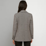 Women 2025 Autumn New Fashion Houndstooth Suit Chic Suit Collar Button Casual Long Sleeve Jacket Outerwear Mujer