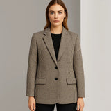Women 2025 Autumn New Fashion Houndstooth Suit Chic Suit Collar Button Casual Long Sleeve Jacket Outerwear Mujer