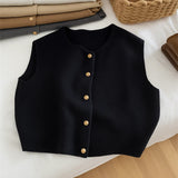 Autumn New Women Cardigan Korean Elegant Knitted Sleeveless Female Casual Sweater Tanks Fashion New Slim Ladies Casual Tops