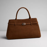 Solid Faux Suede Handbag - Decorative Design Large Capacity Casual Tote Bag for Women (Portable Shoulder Bag)